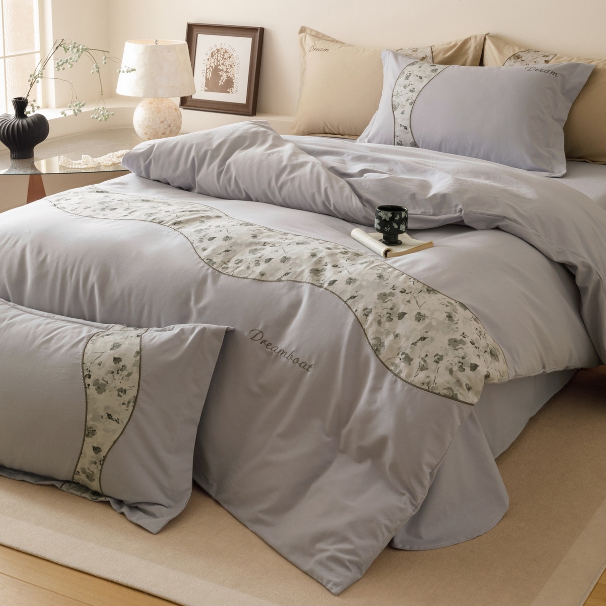 91家纺网 家纺一手货源 找家纺 （总）艾莱家纺 2025新款A类新疆长绒棉纯棉加厚柔顺磨毛四件套-花语