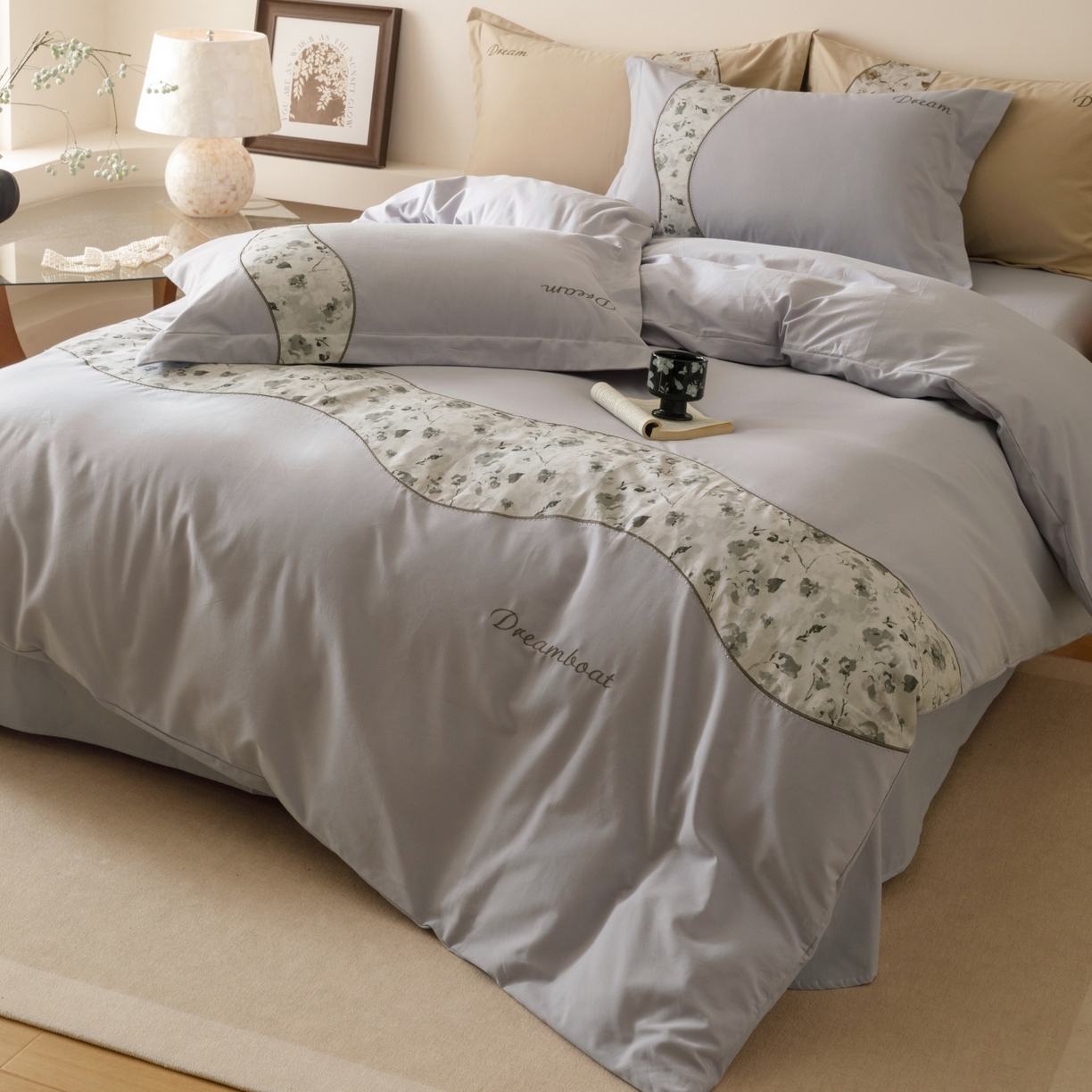 91家纺网 家纺一手货源 找家纺 （总）艾莱家纺 2025新款A类新疆长绒棉纯棉加厚柔顺磨毛四件套-花语