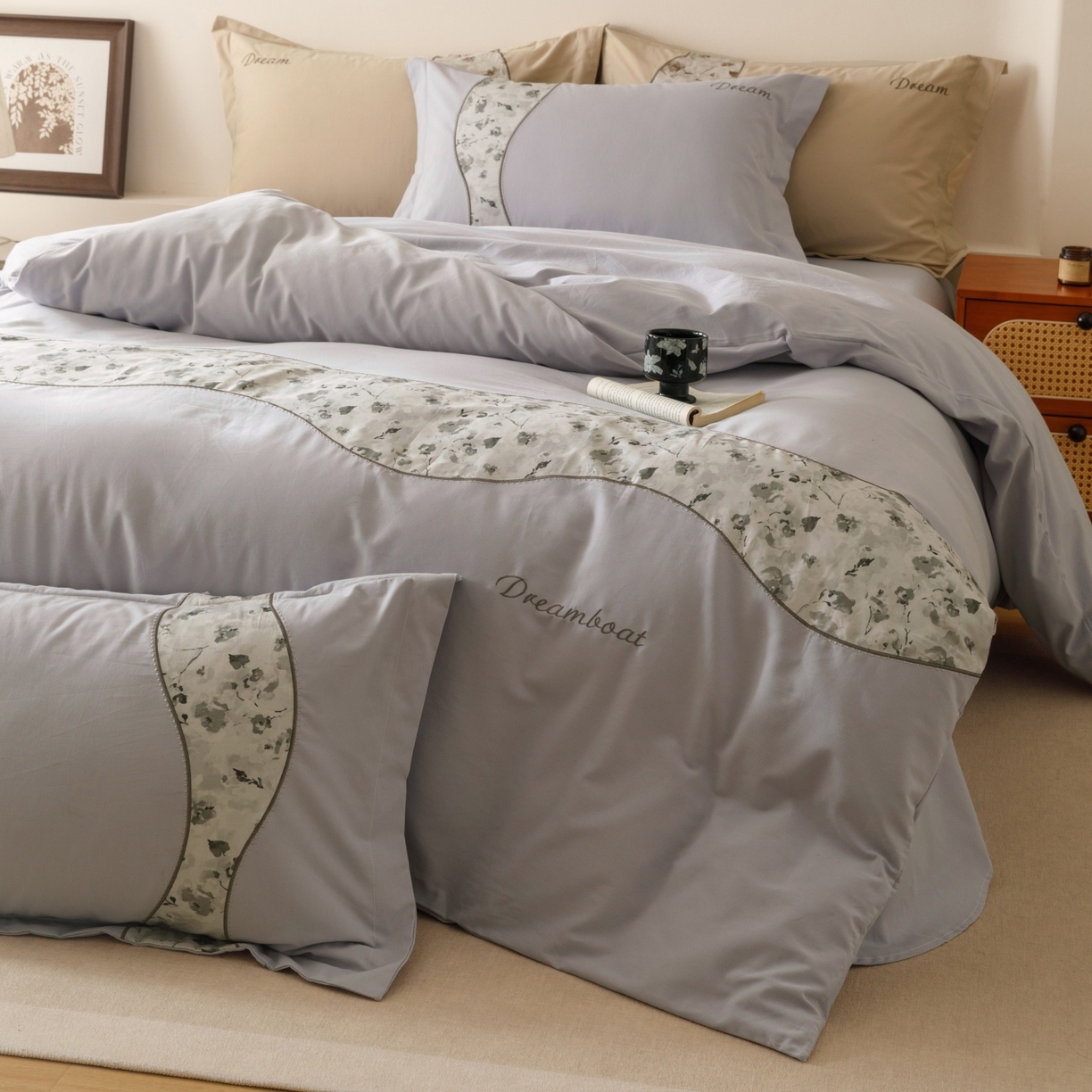 91家纺网 家纺一手货源 找家纺 （总）艾莱家纺 2025新款A类新疆长绒棉纯棉加厚柔顺磨毛四件套-花语