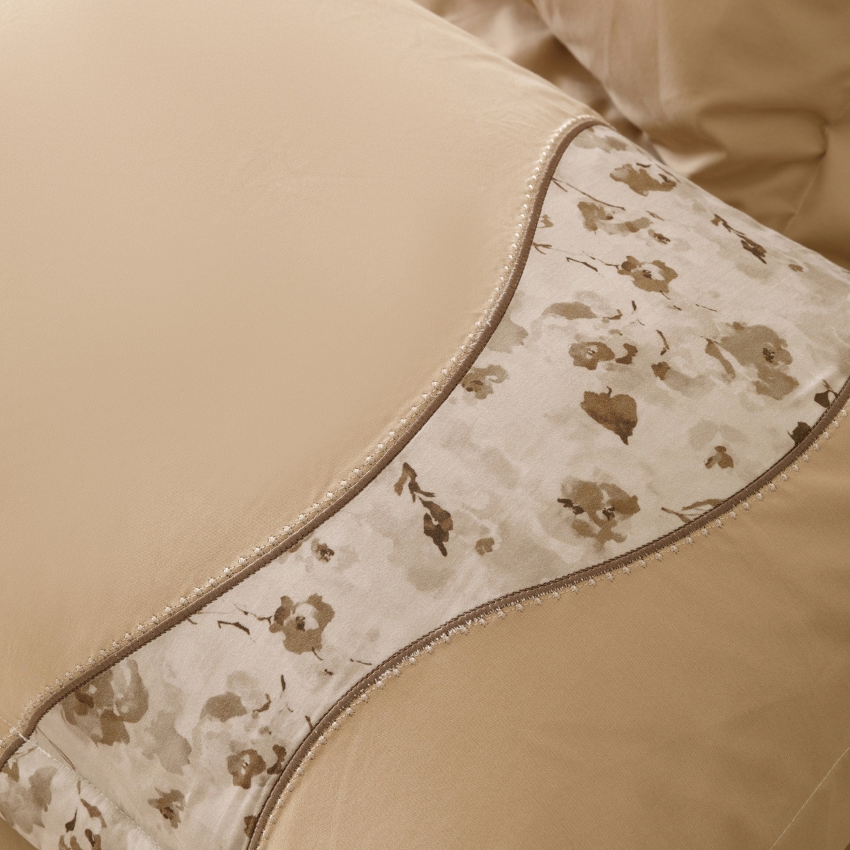 91家纺网 家纺一手货源 找家纺 艾莱家纺 2025新款A类新疆长绒棉纯棉加厚柔顺磨毛四件套-花语 花语-暖杏