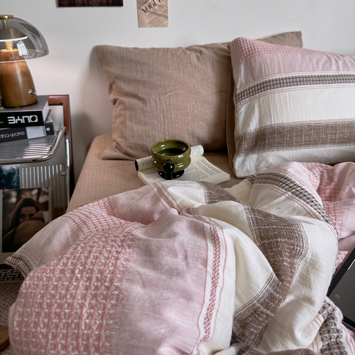 91家纺网 家纺一手货源 找家纺 （总）艾咪-Amy ntmy 2025新款全棉色织小提花四件套-絮语      透明PE袋(如需手提无纺布包+5元)