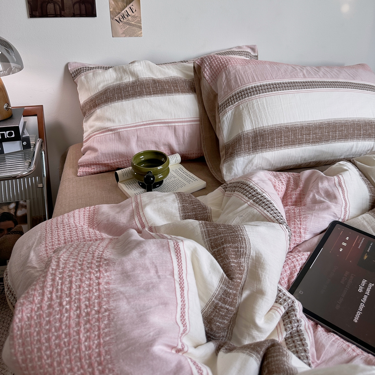 91家纺网 家纺一手货源 找家纺 （总）艾咪-Amy ntmy 2025新款全棉色织小提花四件套-絮语      透明PE袋(如需手提无纺布包+5元)