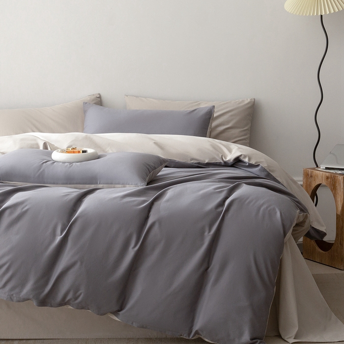 91家纺网 家纺一手货源 找家纺 （总）ONE TWO ONE 121 2025新款A类高支高密长绒棉双拼磨毛（小cr ）撞色四件套