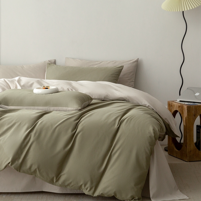 91家纺网 家纺一手货源 找家纺 （总）ONE TWO ONE 121 2025新款A类高支高密长绒棉双拼磨毛（小cr ）撞色四件套