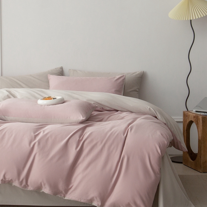 91家纺网 家纺一手货源 找家纺 （总）ONE TWO ONE 121 2025新款A类高支高密长绒棉双拼磨毛（小cr ）撞色四件套