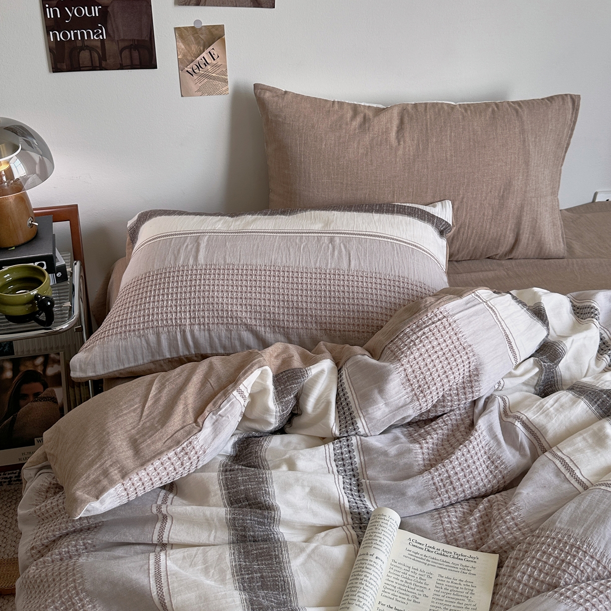 91家纺网 家纺一手货源 找家纺 艾咪-Amy ntmy 2025新款全棉色织小提花四件套-絮语      透明PE袋(如需手提无纺布包+5元) 絮语-咖