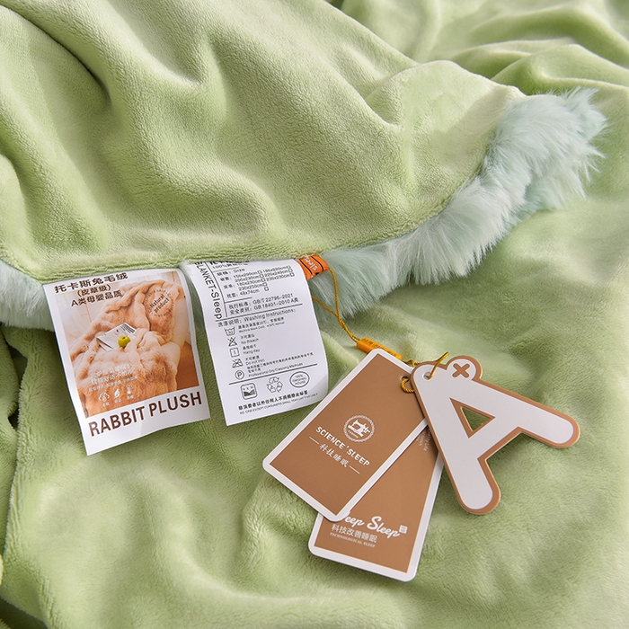 91家纺网 家纺一手货源 找家纺 同田家纺 2023直播热款牛奶绒兔毛四件套兔兔绒牛奶绒四件套七彩绿-牛奶绒泡泡印花绿