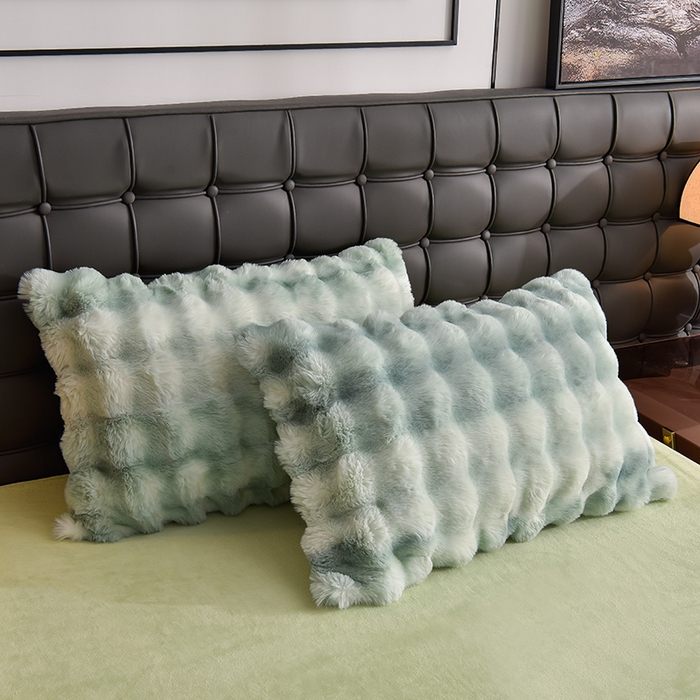 91家纺网 家纺一手货源 找家纺 同田家纺 2023直播热款牛奶绒兔毛四件套兔兔绒牛奶绒四件套七彩绿-牛奶绒泡泡印花绿