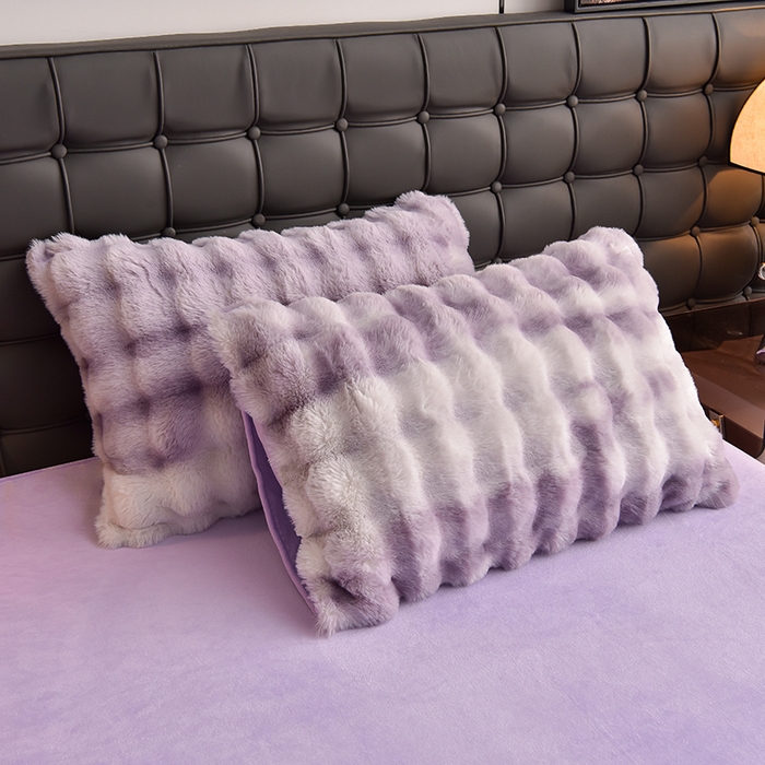 91家纺网 家纺一手货源 找家纺 同田家纺 2023直播热款牛奶绒兔毛四件套兔兔绒牛奶绒四件套七彩紫-牛奶绒泡泡印花紫