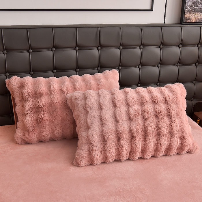 91家纺网 家纺一手货源 找家纺 同田家纺 2023直播热款牛奶绒兔毛四件套兔兔绒牛奶绒四件套轻奢豆沙-牛奶绒泡泡豆沙