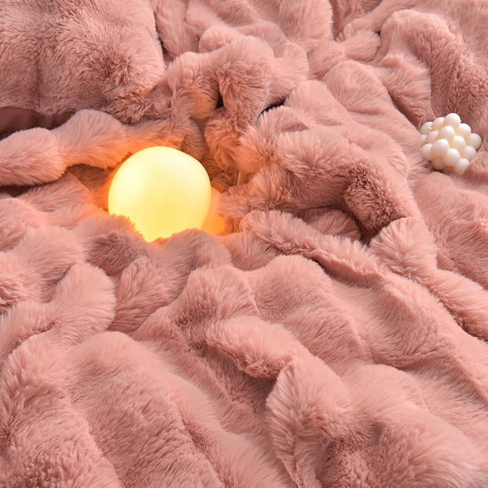 91家纺网 家纺一手货源 找家纺 同田家纺 2023直播热款牛奶绒兔毛四件套兔兔绒牛奶绒四件套轻奢豆沙-牛奶绒泡泡豆沙