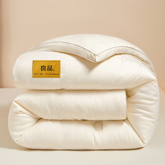 91家纺网 家纺一手货源 找家纺 晚悠家纺 2025新款A类抗菌控温保暖大豆被5.0被子被芯春秋冬被夏被爆款 奶白