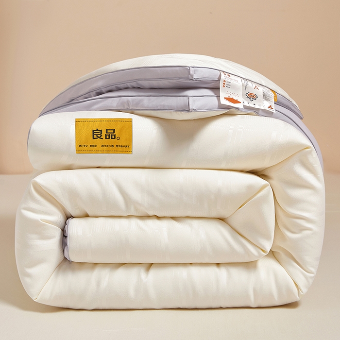 91家纺网 家纺一手货源 找家纺 晚悠家纺 2025新款A类抗菌控温保暖大豆被5.0被子被芯春秋冬被夏被爆款 奶白灰