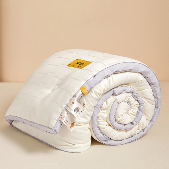 91家纺网 家纺一手货源 找家纺 晚悠家纺 2025新款A类抗菌控温保暖大豆被5.0被子被芯春秋冬被夏被爆款 奶白灰