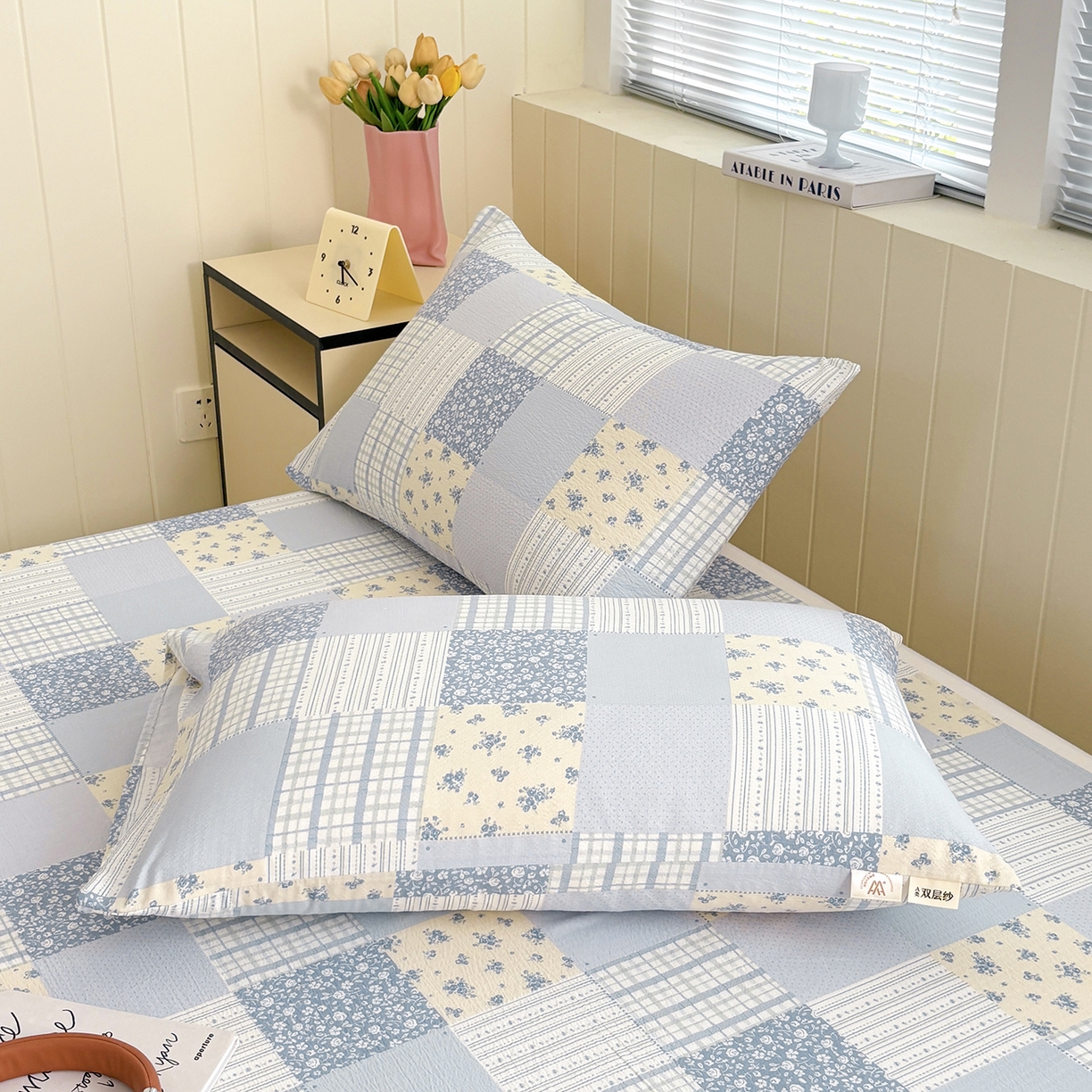 91家纺网 家纺一手货源 找家纺 （总）青泽家纺 2025新款双层皱皱纱印花床笠单品床笠单件单床笠