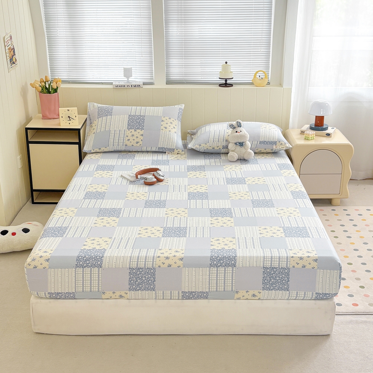 91家纺网 家纺一手货源 找家纺 （总）青泽家纺 2025新款双层皱皱纱印花床笠单品床笠单件单床笠