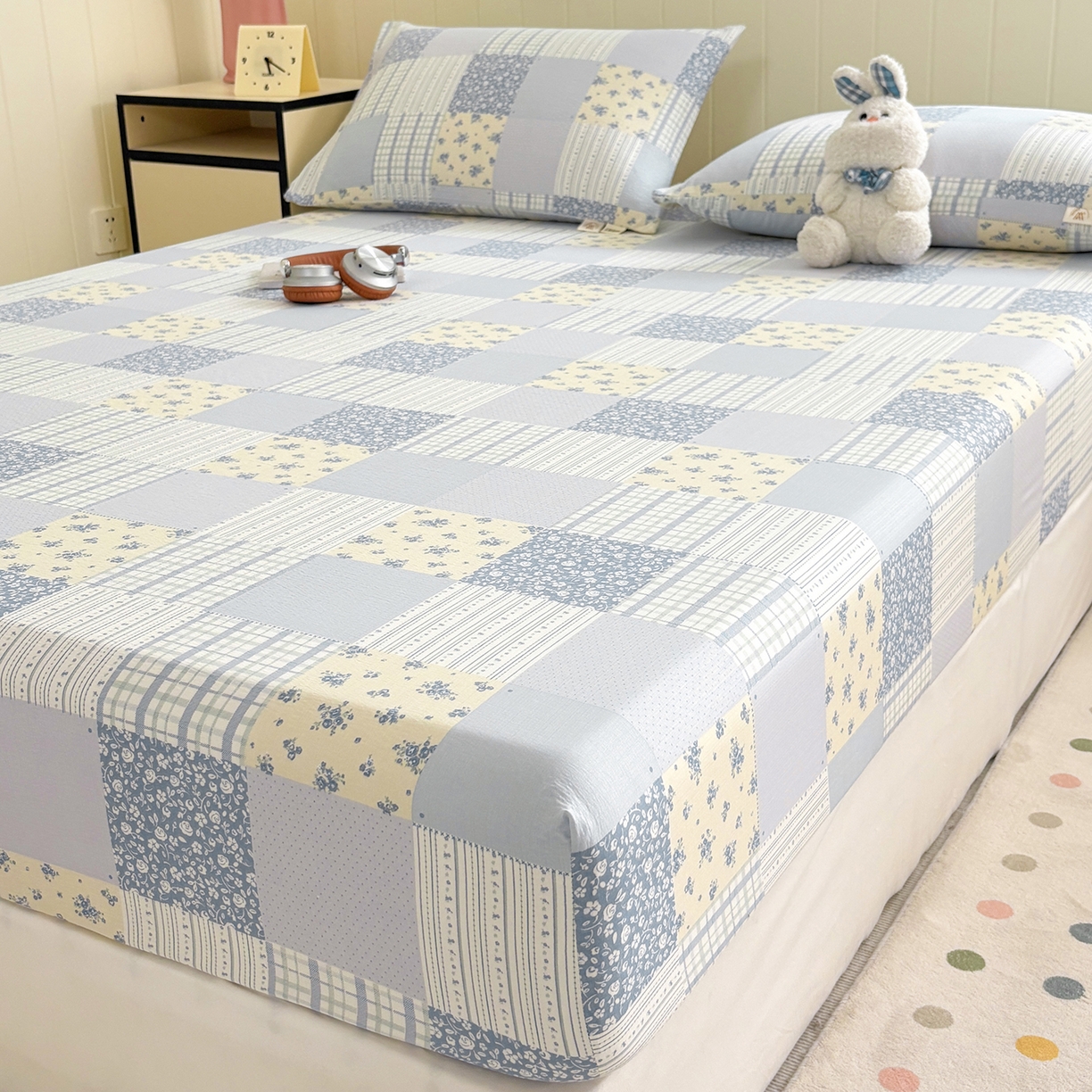 91家纺网 家纺一手货源 找家纺 （总）青泽家纺 2025新款双层皱皱纱印花床笠单品床笠单件单床笠