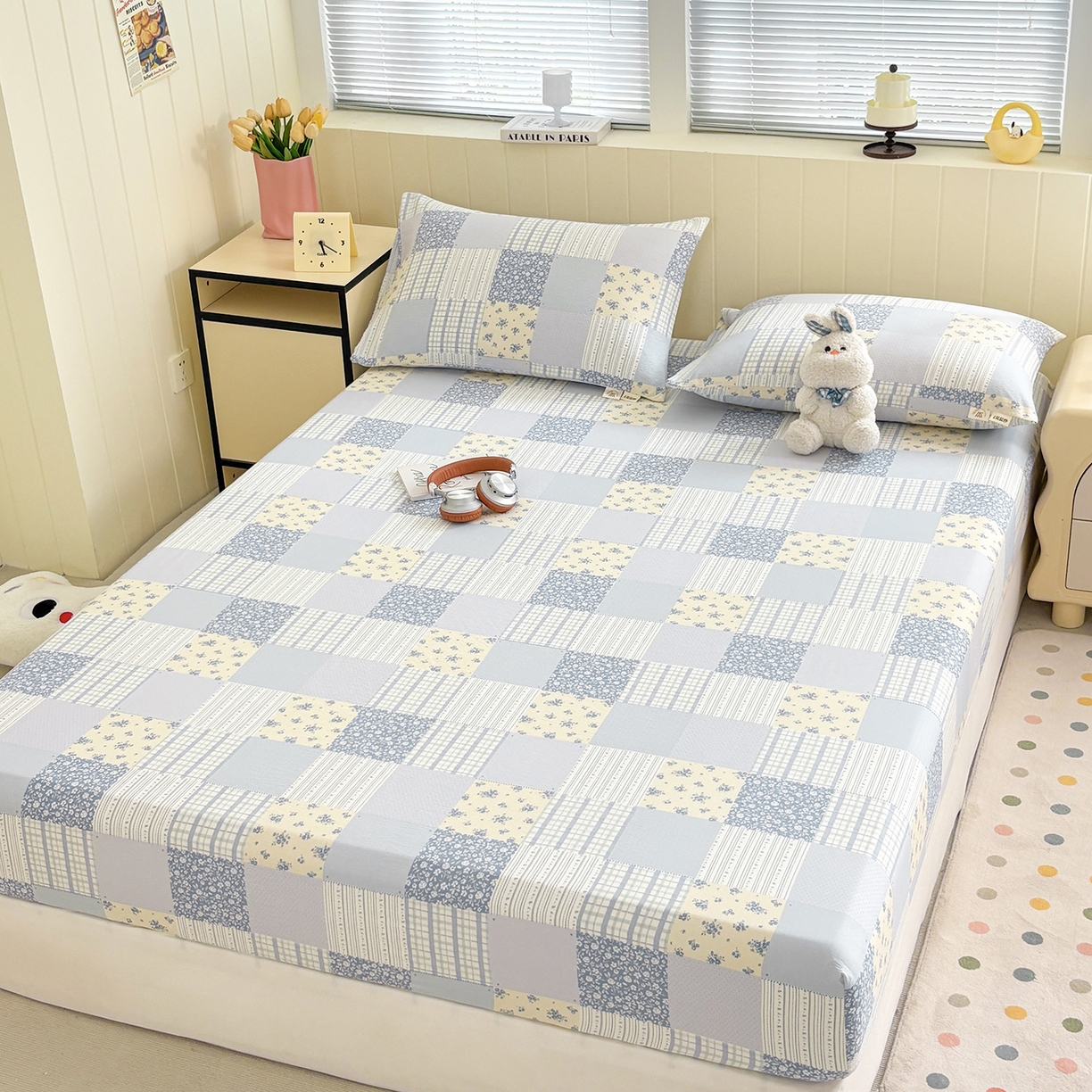 91家纺网 家纺一手货源 找家纺 （总）青泽家纺 2025新款双层皱皱纱印花床笠单品床笠单件单床笠