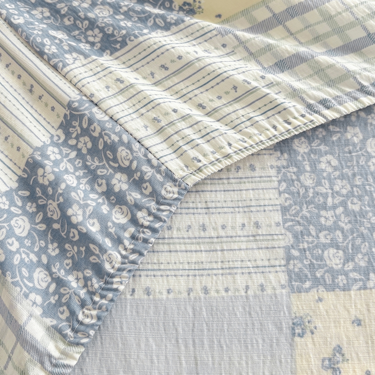 91家纺网 家纺一手货源 找家纺 （总）青泽家纺 2025新款双层皱皱纱印花床笠单品床笠单件单床笠