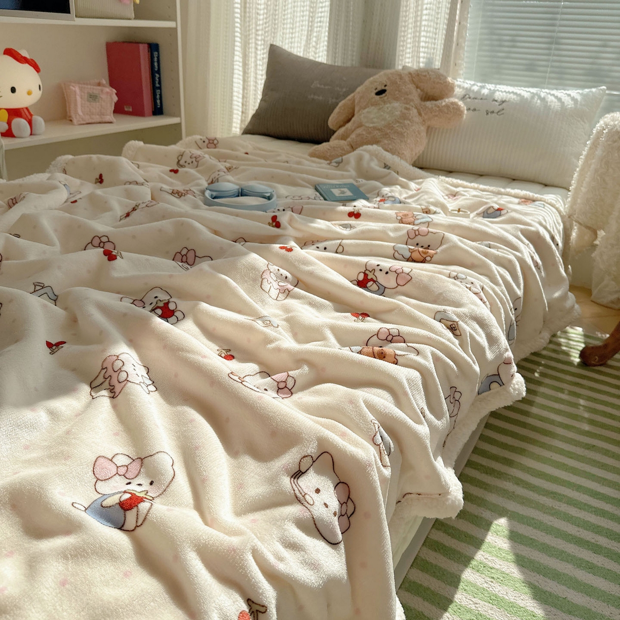 91家纺网 家纺一手货源 找家纺 美乐迪  2025新款牛奶绒羊羔绒毛毯 小猫的家