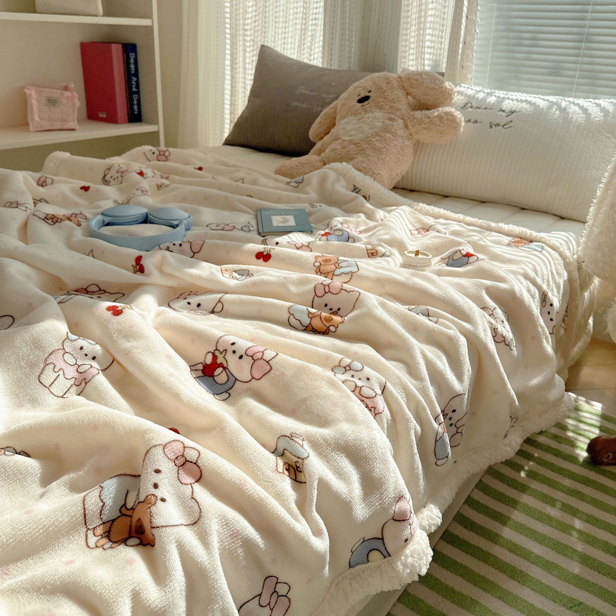 91家纺网 家纺一手货源 找家纺 美乐迪  2025新款牛奶绒羊羔绒毛毯 小猫的家