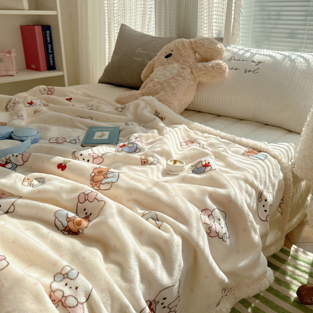 91家纺网 家纺一手货源 找家纺 美乐迪  2025新款牛奶绒羊羔绒毛毯 小猫的家