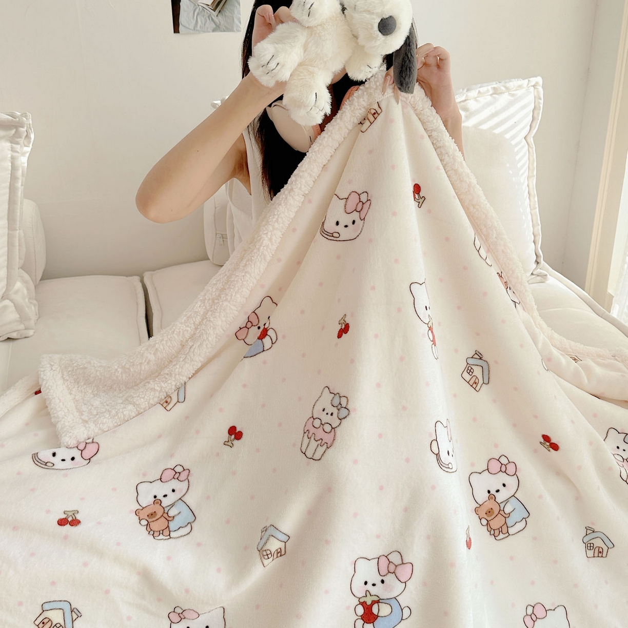 91家纺网 家纺一手货源 找家纺 美乐迪  2025新款牛奶绒羊羔绒毛毯 小猫的家