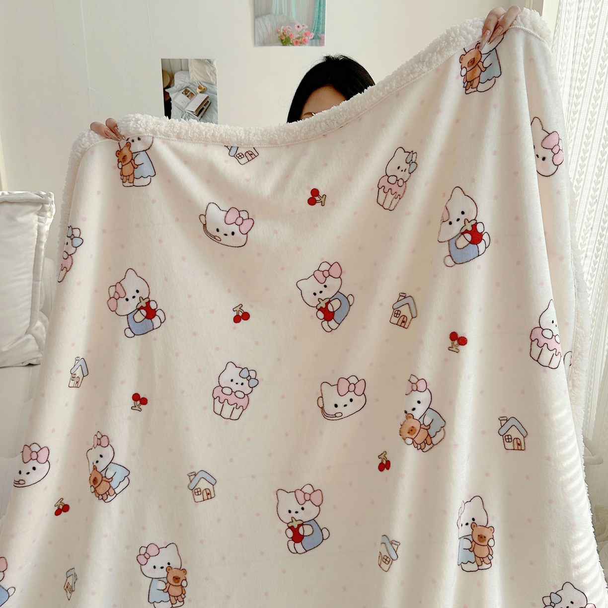 91家纺网 家纺一手货源 找家纺 美乐迪  2025新款牛奶绒羊羔绒毛毯 小猫的家