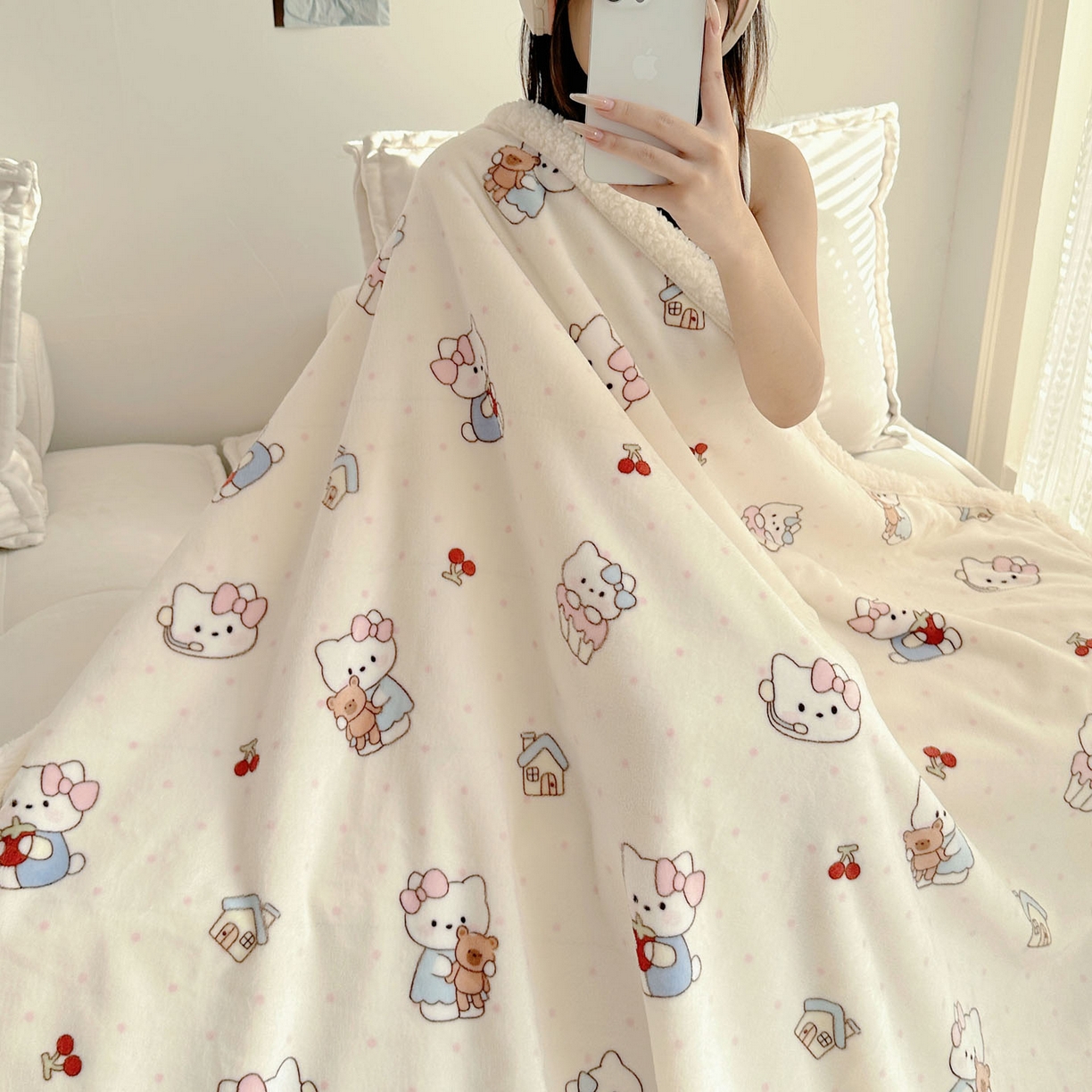 91家纺网 家纺一手货源 找家纺 美乐迪  2025新款牛奶绒羊羔绒毛毯 小猫的家