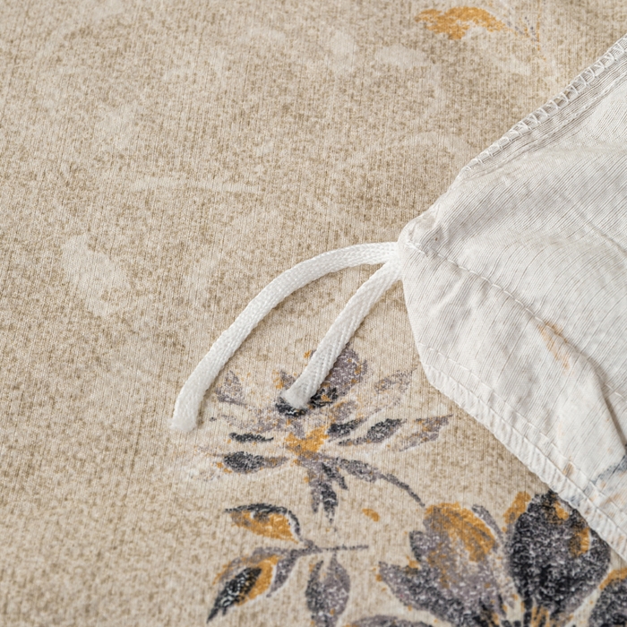 91家纺网 家纺一手货源 找家纺 七里香 2025秋冬新品A类加厚高克重原麻复古风亚麻皱皱纱印花四件套 素锦