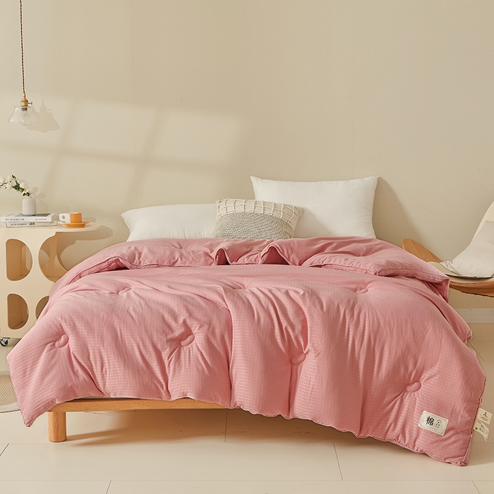 91家纺网 家纺一手货源 找家纺 晚悠家纺 2025新款提花A类原棉大豆纤维被子被芯春秋被冬被供货直播网销 豆沙色