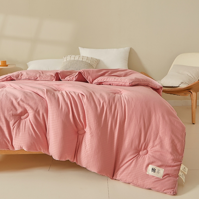 91家纺网 家纺一手货源 找家纺 晚悠家纺 2025新款提花A类原棉大豆纤维被子被芯春秋被冬被供货直播网销 豆沙色