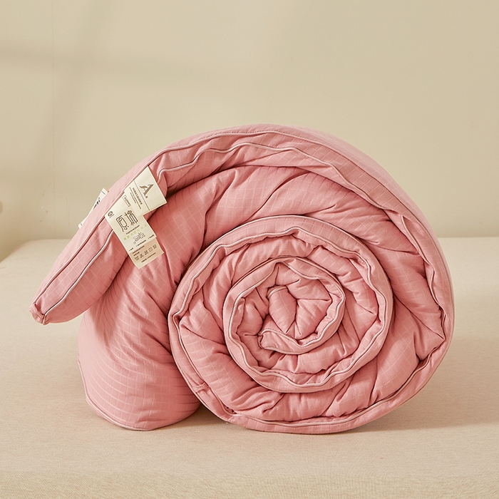 91家纺网 家纺一手货源 找家纺 晚悠家纺 2025新款提花A类原棉大豆纤维被子被芯春秋被冬被供货直播网销 豆沙色