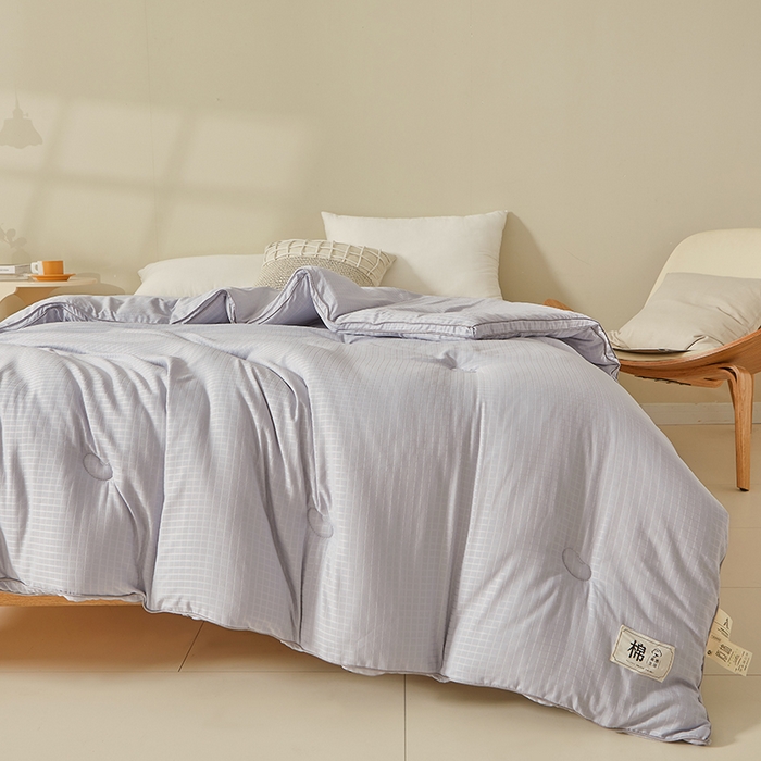 91家纺网 家纺一手货源 找家纺 晚悠家纺 2025新款提花A类原棉大豆纤维被子被芯春秋被冬被供货直播网销 灰色