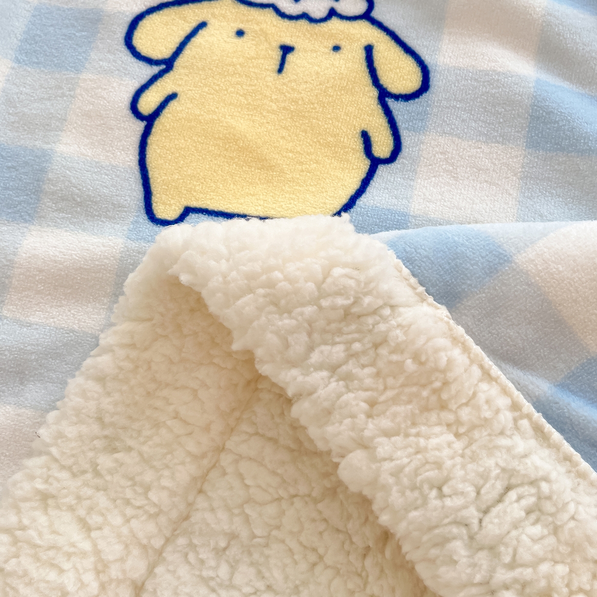 91家纺网 家纺一手货源 找家纺 金爱家 2025新款A类三丽鸥正版授权少女可爱卡通加厚牛奶绒羊羔绒毛毯多功能四季毛毯毯子 绒毛毯-MT三丽鸥蓝格布丁狗