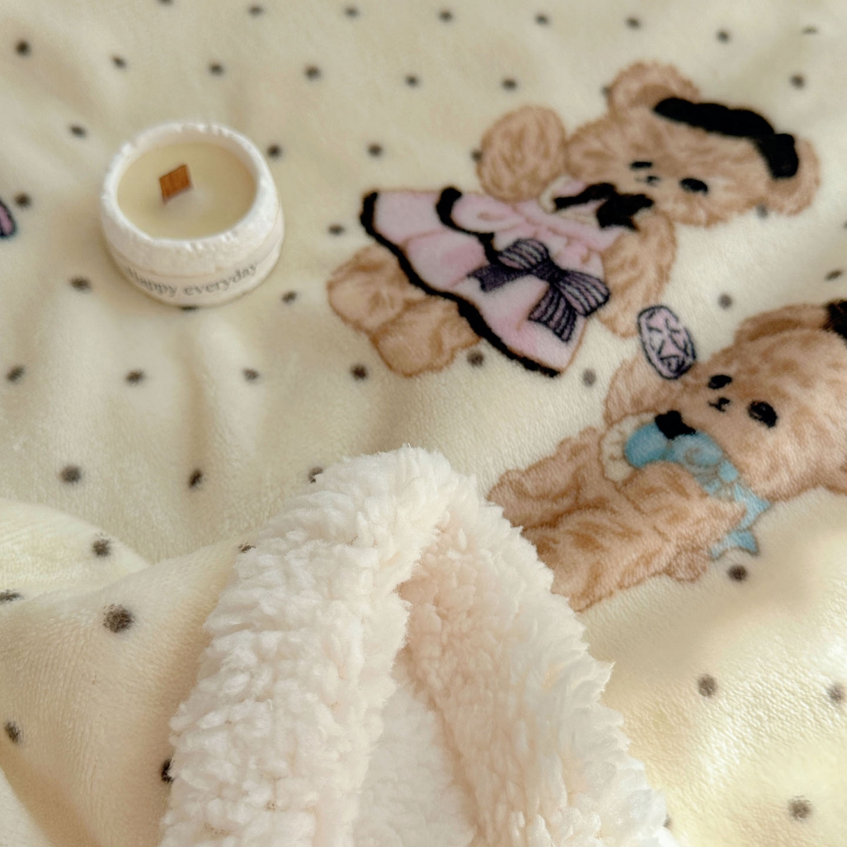 91家纺网 家纺一手货源 找家纺 美乐迪  2025新款牛奶绒羊羔绒毛毯 茶画熊