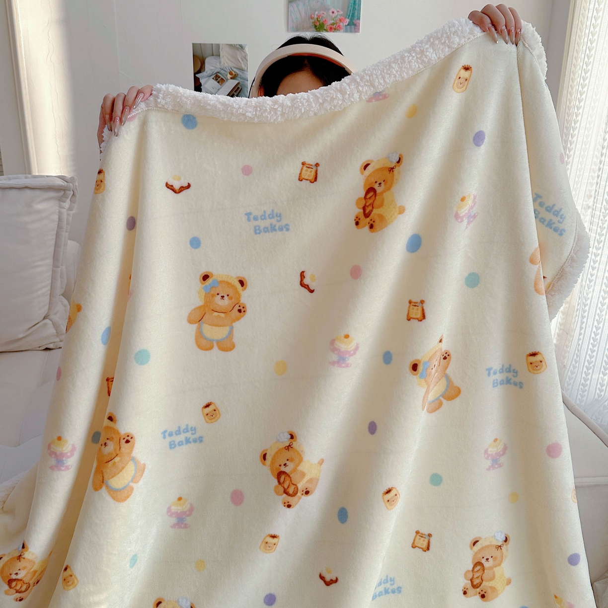 91家纺网 家纺一手货源 找家纺 美乐迪  2025新款牛奶绒羊羔绒毛毯 烘焙熊