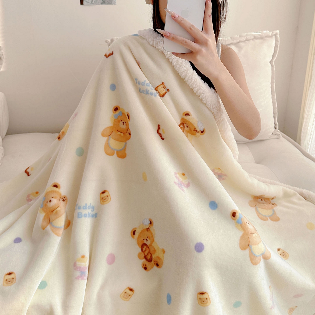 91家纺网 家纺一手货源 找家纺 美乐迪  2025新款牛奶绒羊羔绒毛毯 烘焙熊