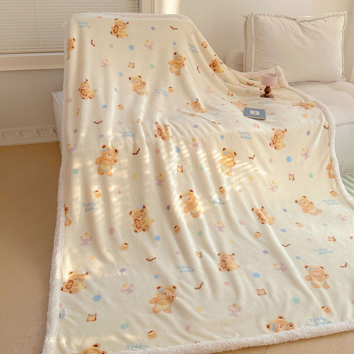 91家纺网 家纺一手货源 找家纺 美乐迪  2025新款牛奶绒羊羔绒毛毯 烘焙熊