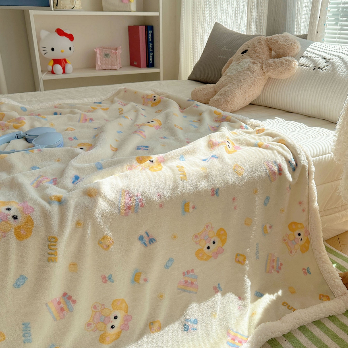 91家纺网 家纺一手货源 找家纺 美乐迪  2025新款牛奶绒羊羔绒毛毯 黄油小狗