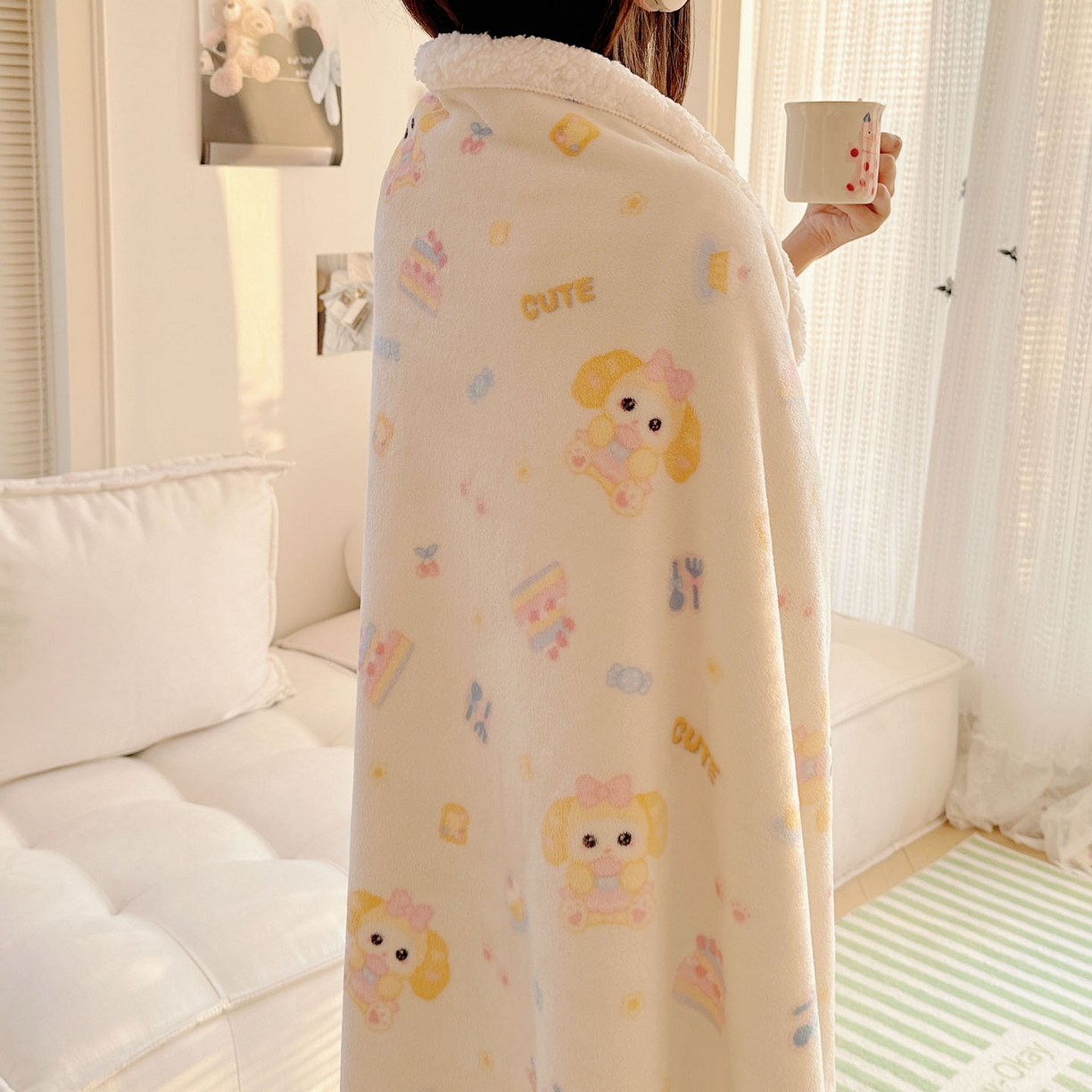 91家纺网 家纺一手货源 找家纺 美乐迪  2025新款牛奶绒羊羔绒毛毯 黄油小狗