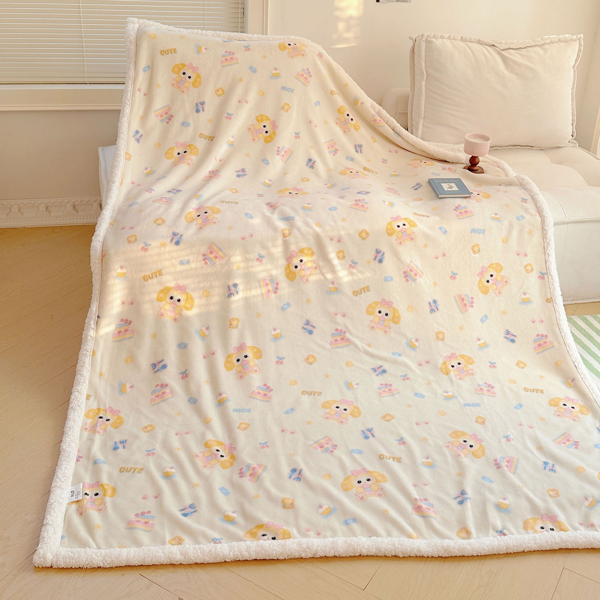 91家纺网 家纺一手货源 找家纺 美乐迪  2025新款牛奶绒羊羔绒毛毯 黄油小狗