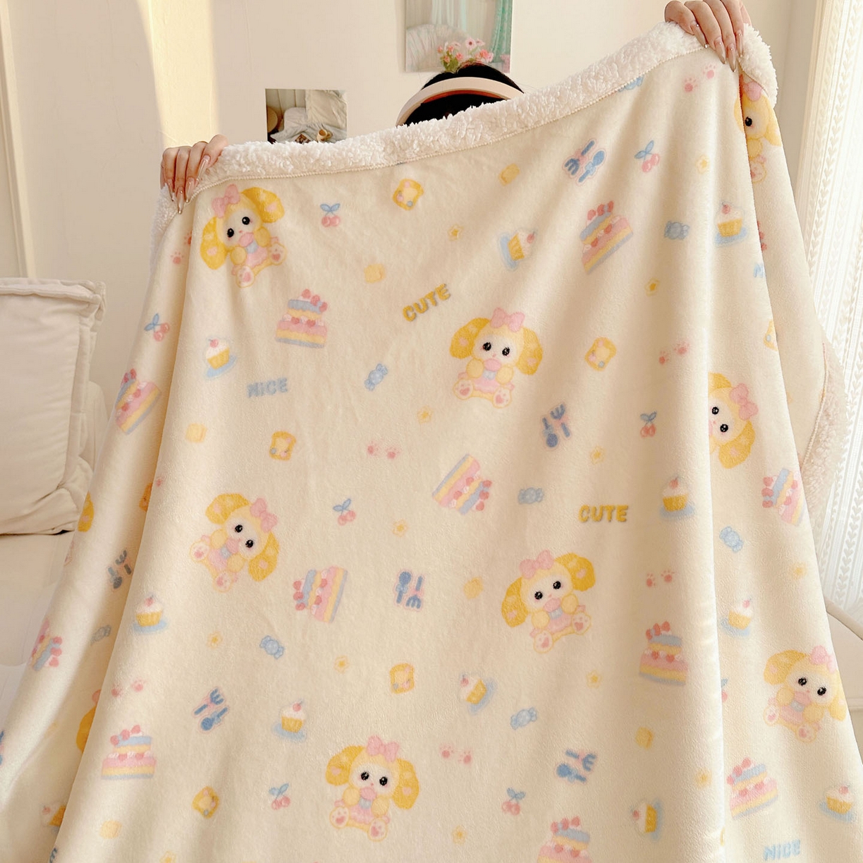 91家纺网 家纺一手货源 找家纺 美乐迪  2025新款牛奶绒羊羔绒毛毯 黄油小狗