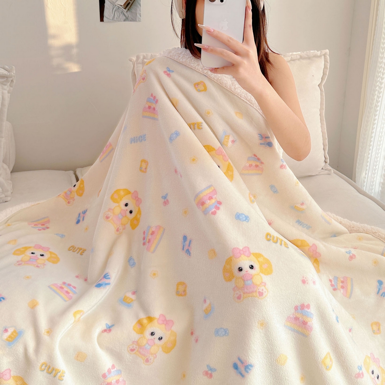 91家纺网 家纺一手货源 找家纺 美乐迪  2025新款牛奶绒羊羔绒毛毯 黄油小狗