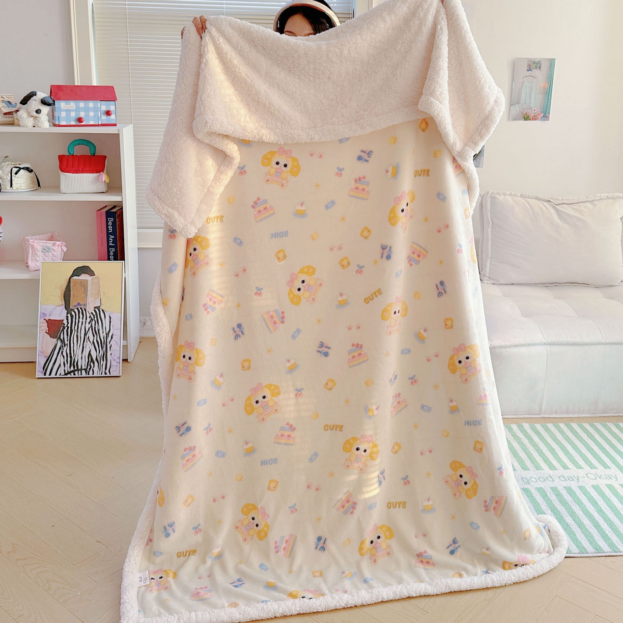 91家纺网 家纺一手货源 找家纺 美乐迪  2025新款牛奶绒羊羔绒毛毯 黄油小狗