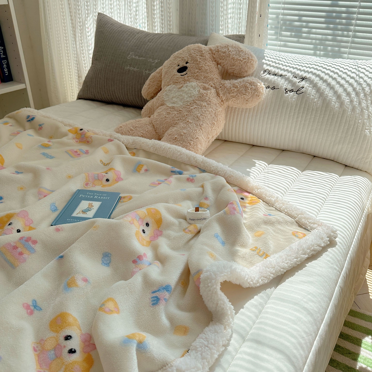 91家纺网 家纺一手货源 找家纺 美乐迪  2025新款牛奶绒羊羔绒毛毯 黄油小狗