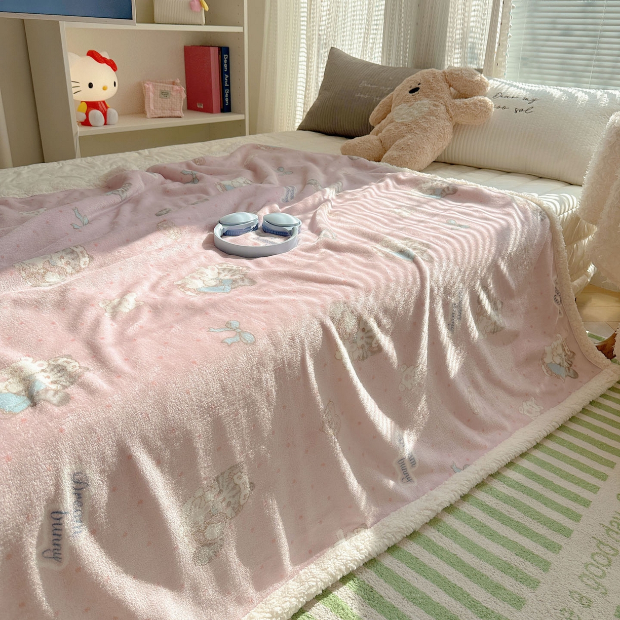 91家纺网 家纺一手货源 找家纺 美乐迪  2025新款牛奶绒羊羔绒毛毯 洛丽塔小猫