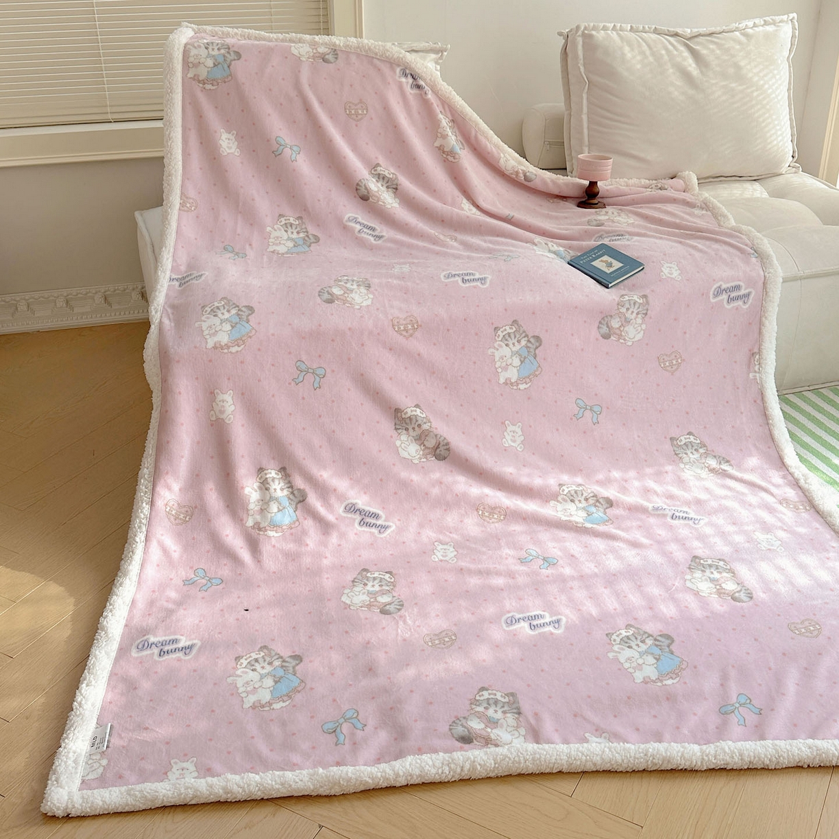 91家纺网 家纺一手货源 找家纺 美乐迪  2025新款牛奶绒羊羔绒毛毯 洛丽塔小猫