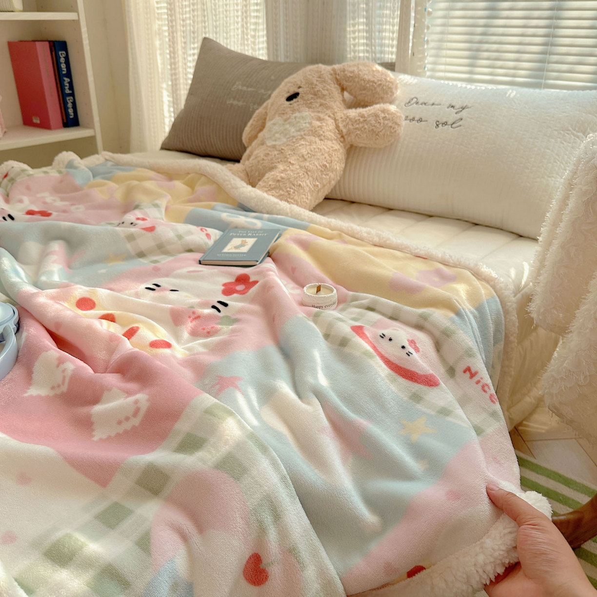 91家纺网 家纺一手货源 找家纺 美乐迪  2025新款牛奶绒羊羔绒毛毯 猫咪日记