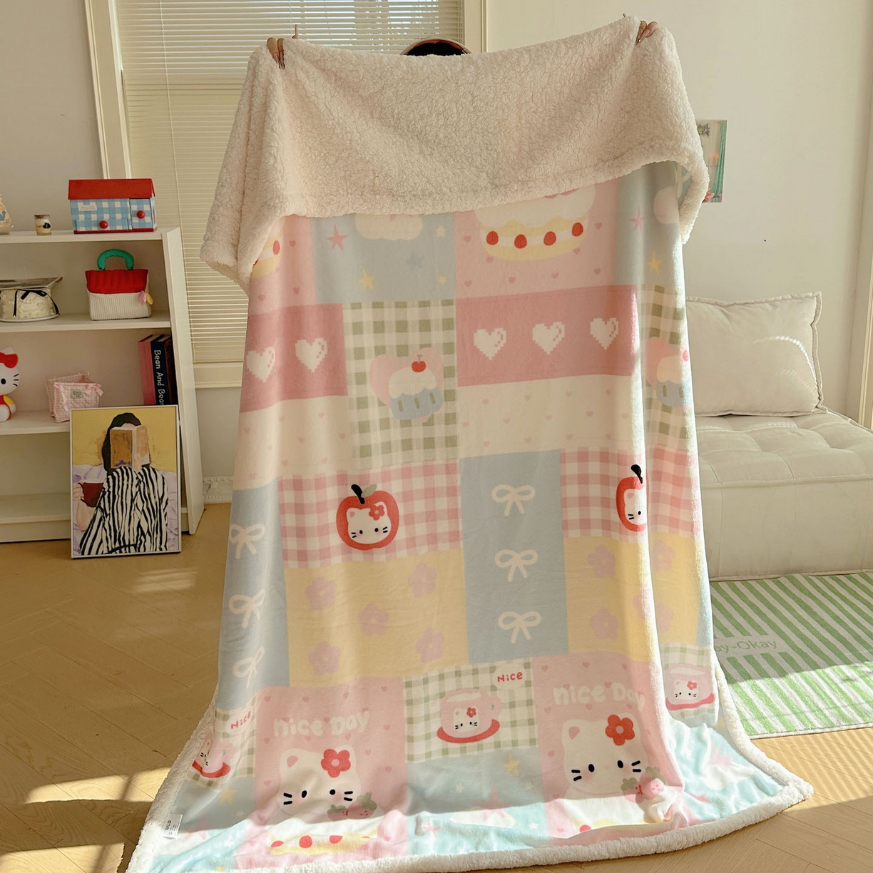 91家纺网 家纺一手货源 找家纺 美乐迪  2025新款牛奶绒羊羔绒毛毯 猫咪日记